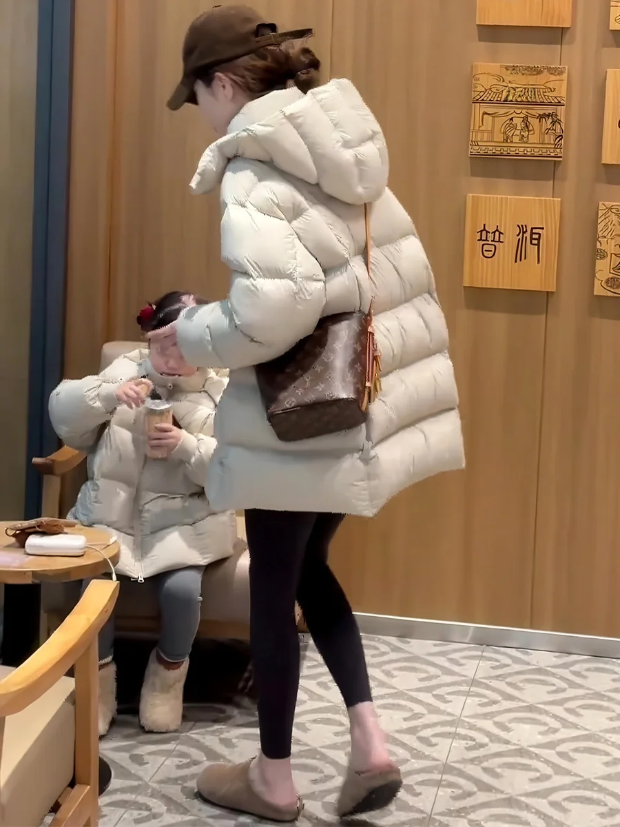 

Новая женская зимняя куртка-пуховик National Stand Thiened White Du свободного кроя с капюшоном из искусственного меха, теплая верхняя одежда