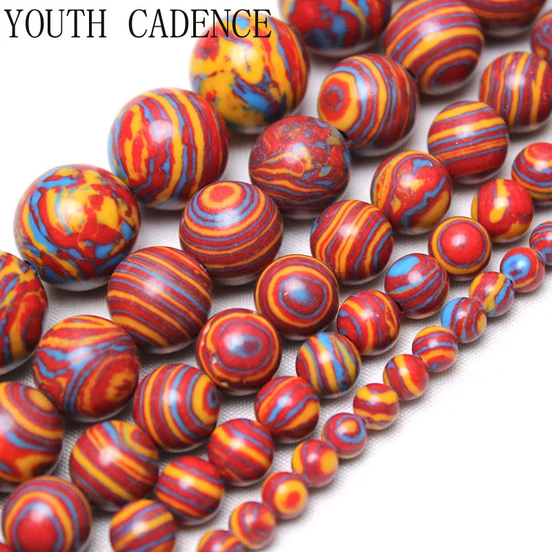 

Natural Red Yellow Blue Malachite Stone Round Loose Spacer Beads For Jewelry Making DIY Bracelet&Necklace 4/6/8/10/12mm 15''