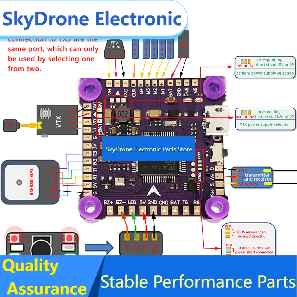 SkyDElYSIDO F4 V3S V3 3-6S 30X30 FC&ESC FPV Stack BMP280 F405 Flight Controller BLHELIS 50A 4in1 ESC for FPV Freestyle  Mod
