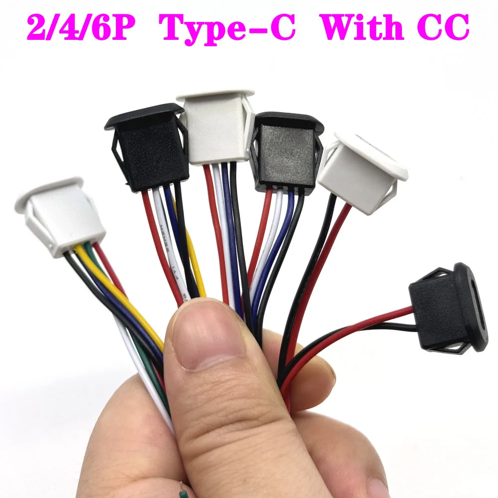 

USB-C Connector Type-C Jack Female 2/4/6P Type-C With card buckle High Current Fast Charging Jack Port USB-C Charger Plug Socket