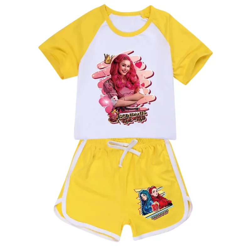 zz04zz12 ภาพยนตร์การก้าวขึ้นมาของสีแดงใหม่เสื้อยืดชุดเด็กลูกหลานเสื้อ + กางเกงขาสั้นชุดน่ารักการ์ตูนชุดนอนสวมใส่เสื้อผ้า Ki