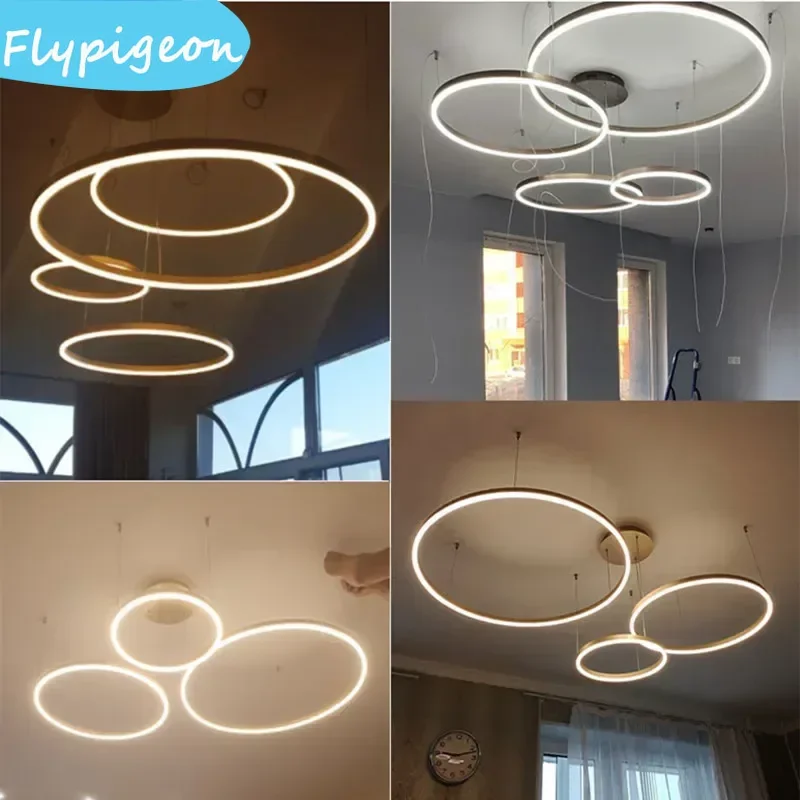 

Modern LED Chandelier Dimmable Gold Black Brown Pendant Lamp for Living Room Bedroom Attic Home Lighting Fixture Pendant Light