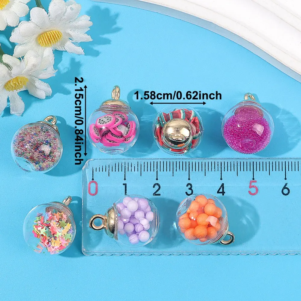 4/17/34pcs Multi-color Ball Shaped Fashionable Fun Fashion Pendant, DIY Necklaces Earrings, for Christmas Valentine's Day Gifts view 4
