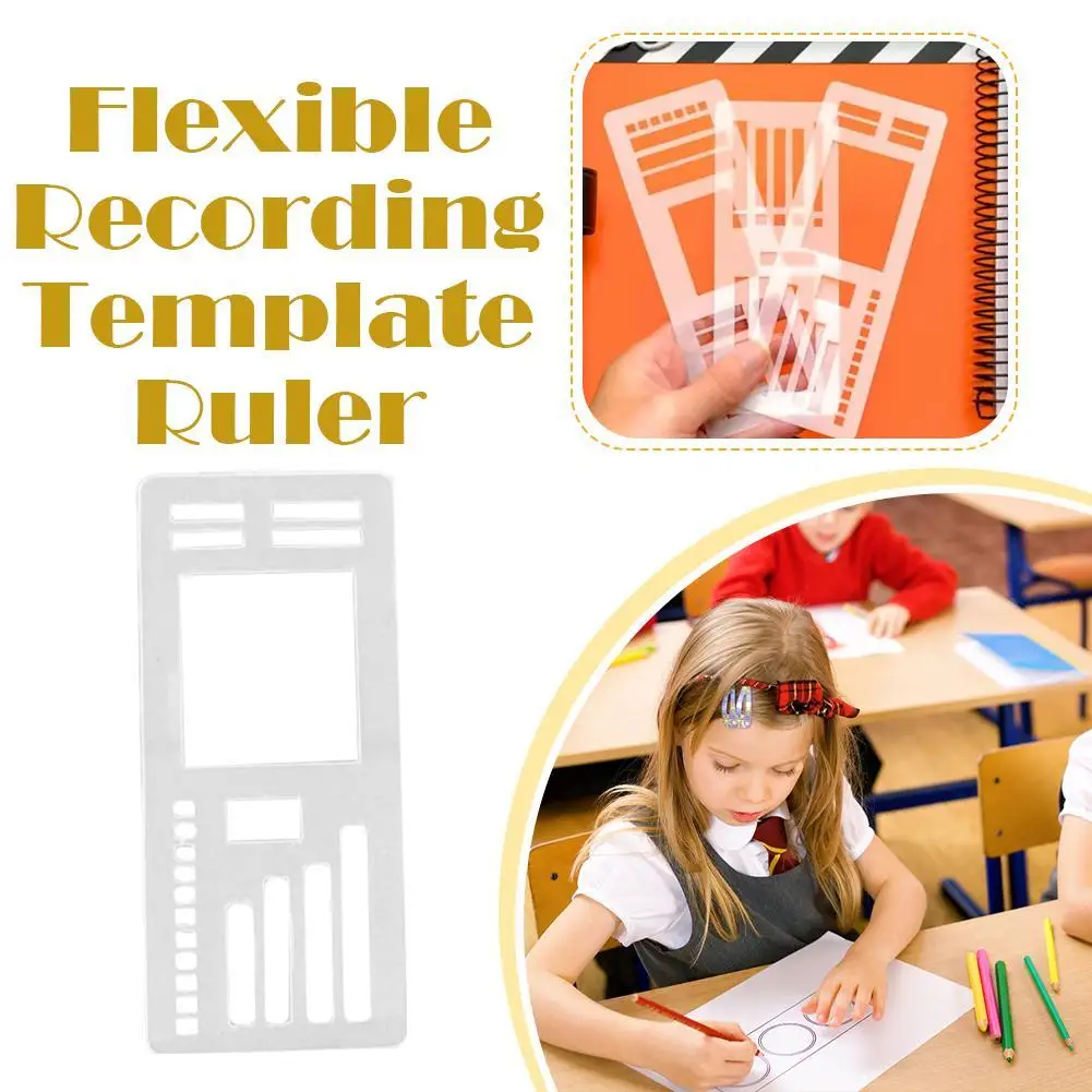 1 Buah Alat Perekam Perlengkapan Kantor Penggaris Templat Perekaman Fleksibel Penggaris Templat Dapat Digunakan Kembali Tipis Warna Transparan