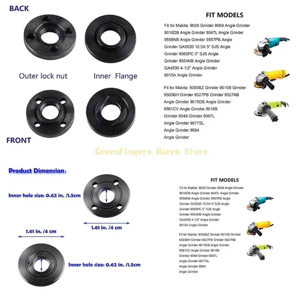 

F68D Portable 5/8 Flange 125 Grinder Nut 2x Circular Blade Cutting Discs Electric Grinders Access Tool