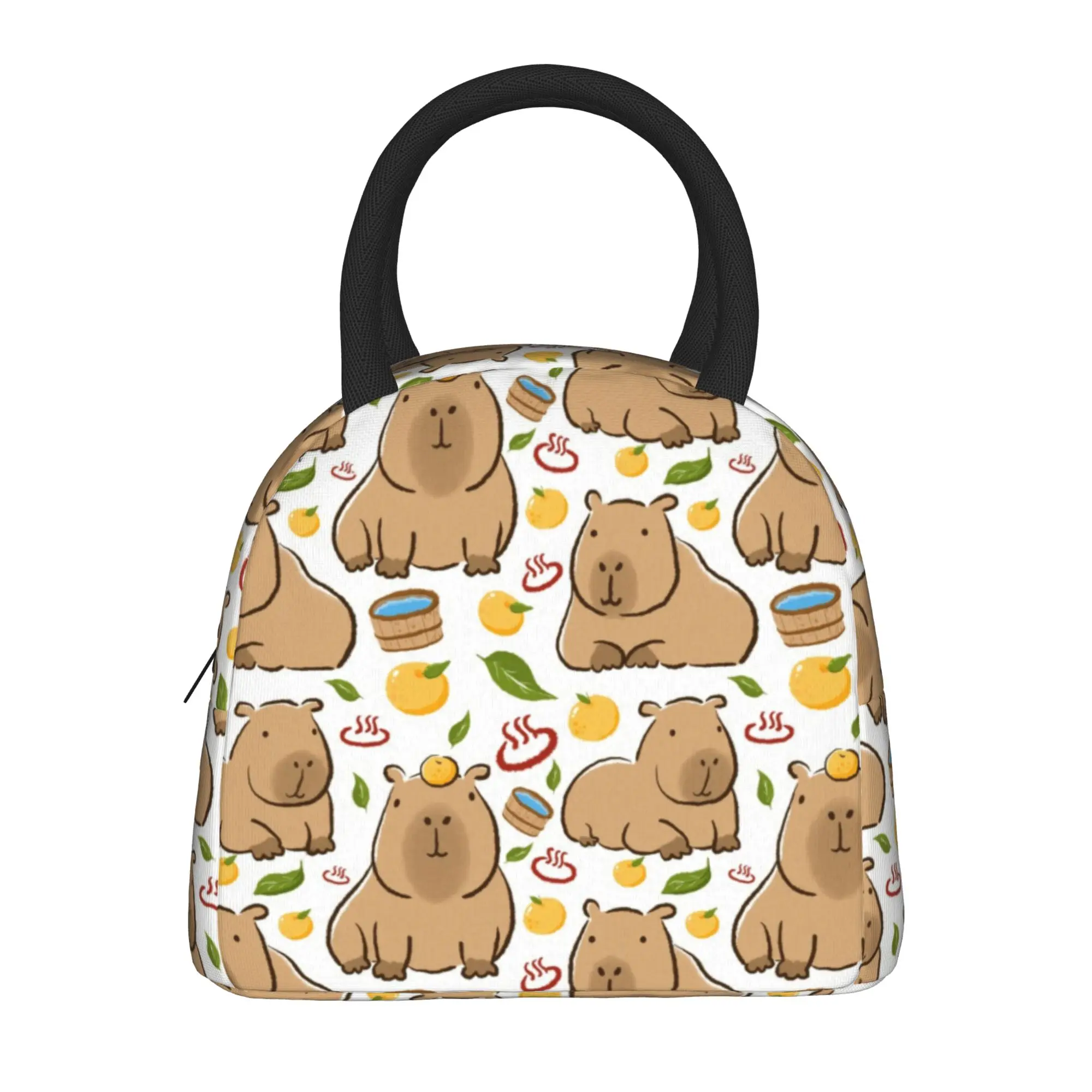 Capybara Yuzu Onzen Bath Pattern  Insulated Lunch Bag Thermal Bag Meal Container  High Capacity Tote Lunch Box Men WomenTravel