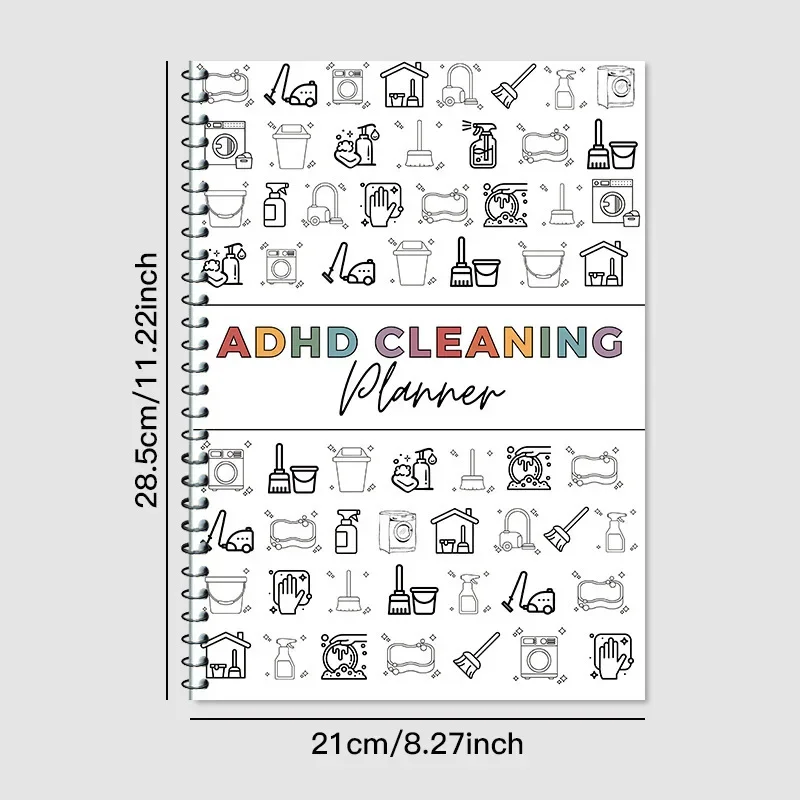 جدول تنظيف ADHD، جدول تنظيف ودية، دفتر ملاحظات يوميًا/شهريًا، قائمة مرجعية لجدول تنظيف المنزل