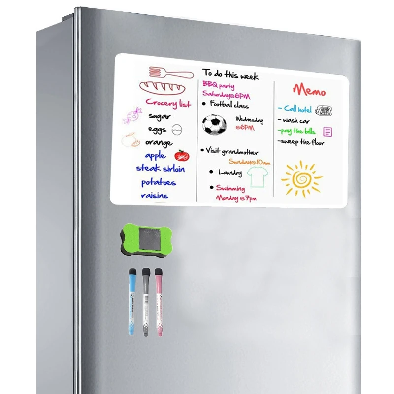 Magnetic Dry Erase Whiteboard Calendar For Refrigerator With 3 Pens And Large Eraser,For Notes Weekly Planning Drawing