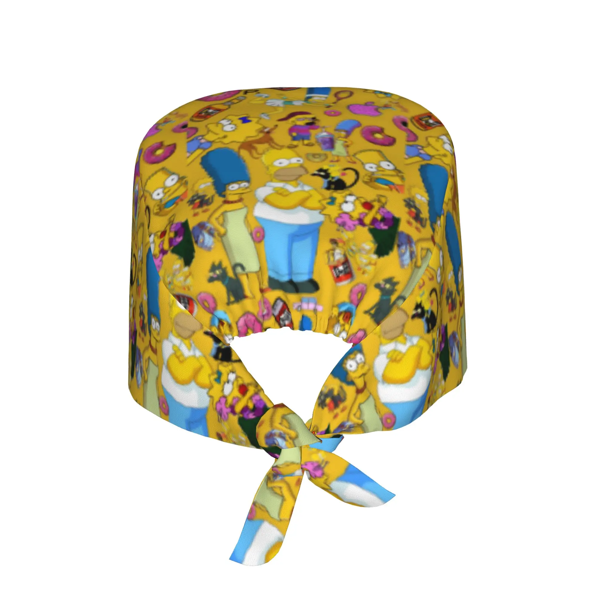 Custom S-Simpsoned Cartoon Medical Staff Scrubs Hat Men Women Homer Manga For Chef Hat Scrub Caps