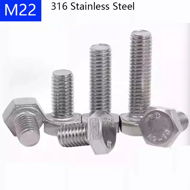 

M22 - 2,5 Болты из нержавеющей стали 316 с полной резьбой и внешней шестигранной головкой Винты с шестигранной головкой Болты A4 - 70 DIN 933