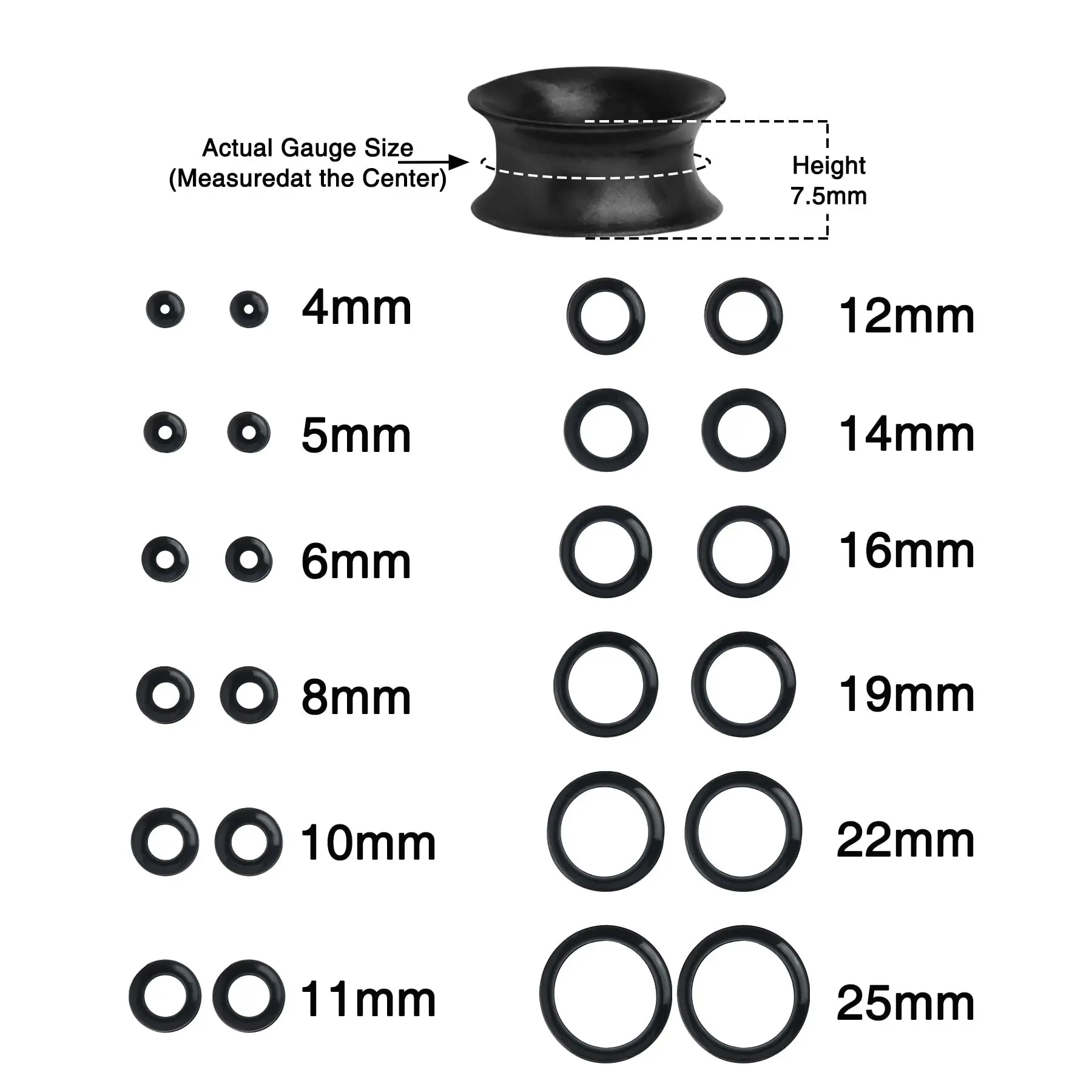 2PCS Soft Silicone Ear Gauges Flexible Ear Skin Tunnels Earlets Plugs Stretcher Expander Set Ear Piercing Jewelry 3-25mm