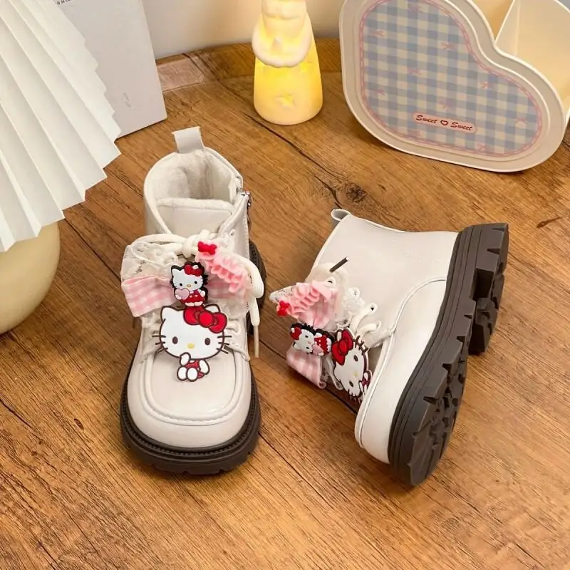 حار سانريو مرحبا كيتي أحذية الطفل Kawaii أنيمي طالب عادية عدم الانزلاق مقاوم للماء مقاومة للاهتراء الراحة عالية الجودة مارتنز الأحذية #6
