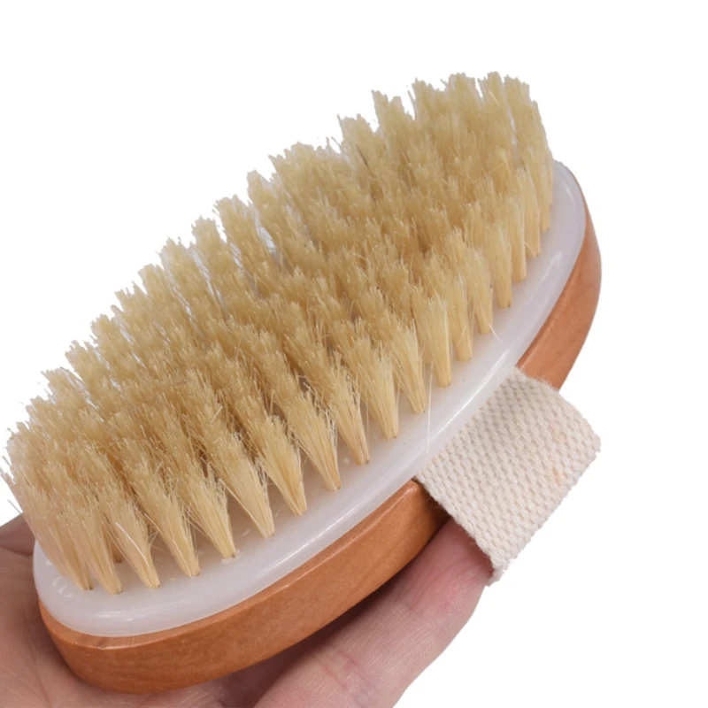 Brosse de bain naren bambou pour peau sèche et corps, poils de sanglier, manche moyen, frotter le dos, livres méridiens, nouveau, 2024