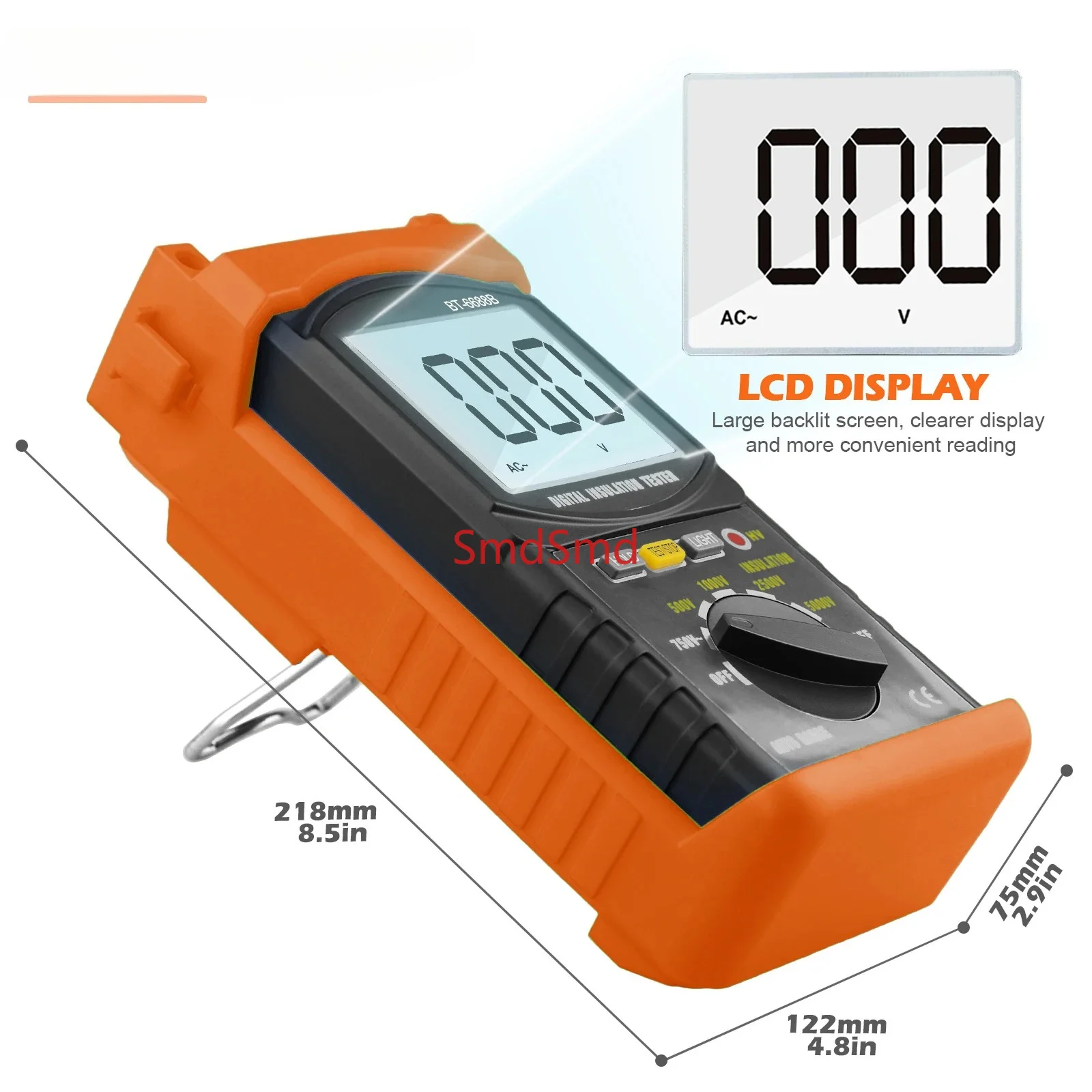 Portable Digital Insulation Resistance Tester, Voltage Range Up To 5000V, BT-6688B Digital Dielectric Megohmmeter Tool