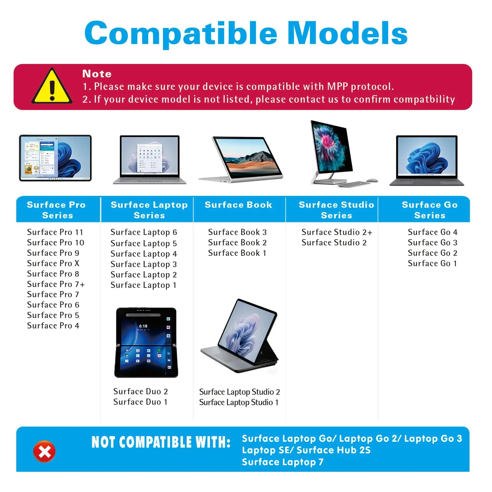 قلم ستايلس لجهاز Microsoft Surface Pro11/10/9/8/X/7+/6/5/4/3، Surface Go 4/3/2/1، Surface Laptop1-6/Studio/Book 3/2/1 مع ممحاة
