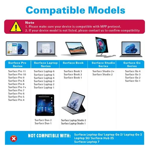 Imagen 2 del producto Lápiz óptico para Microsoft Surface Pro11/10/9/8/X/7+/6/5/4/3, Surface Go 4/3/2/1, Surface Laptop1-6/Studio/Book 3/2/1 con borrador