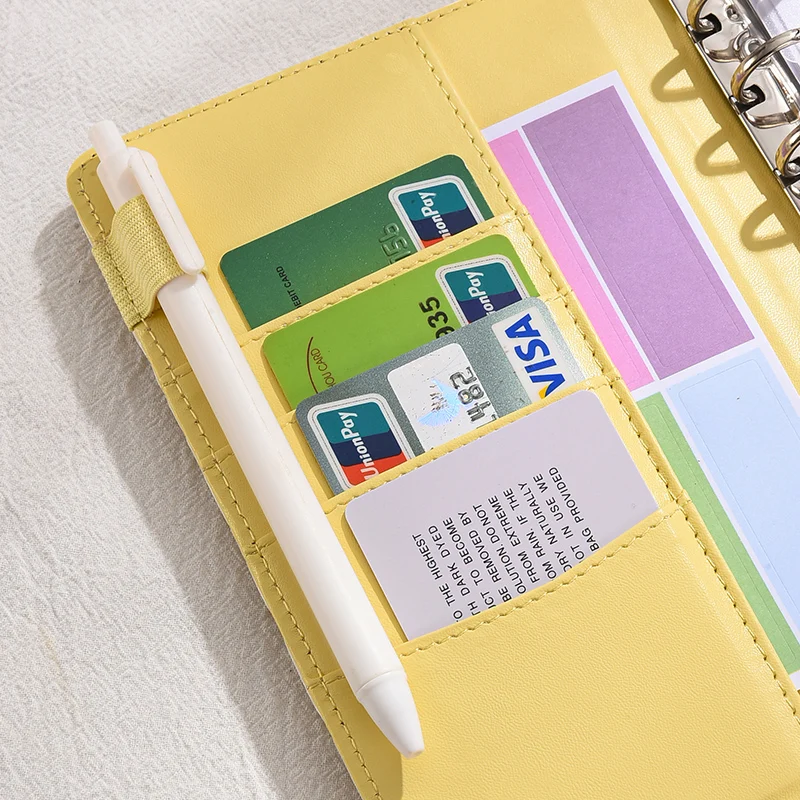 Sampul Binder A6 Bentuk Hati Jahitan Kulit PU 6 Ring Buku Catatan Isi Ulang Ring Bundar Pelindung Binder Penutup Jepret