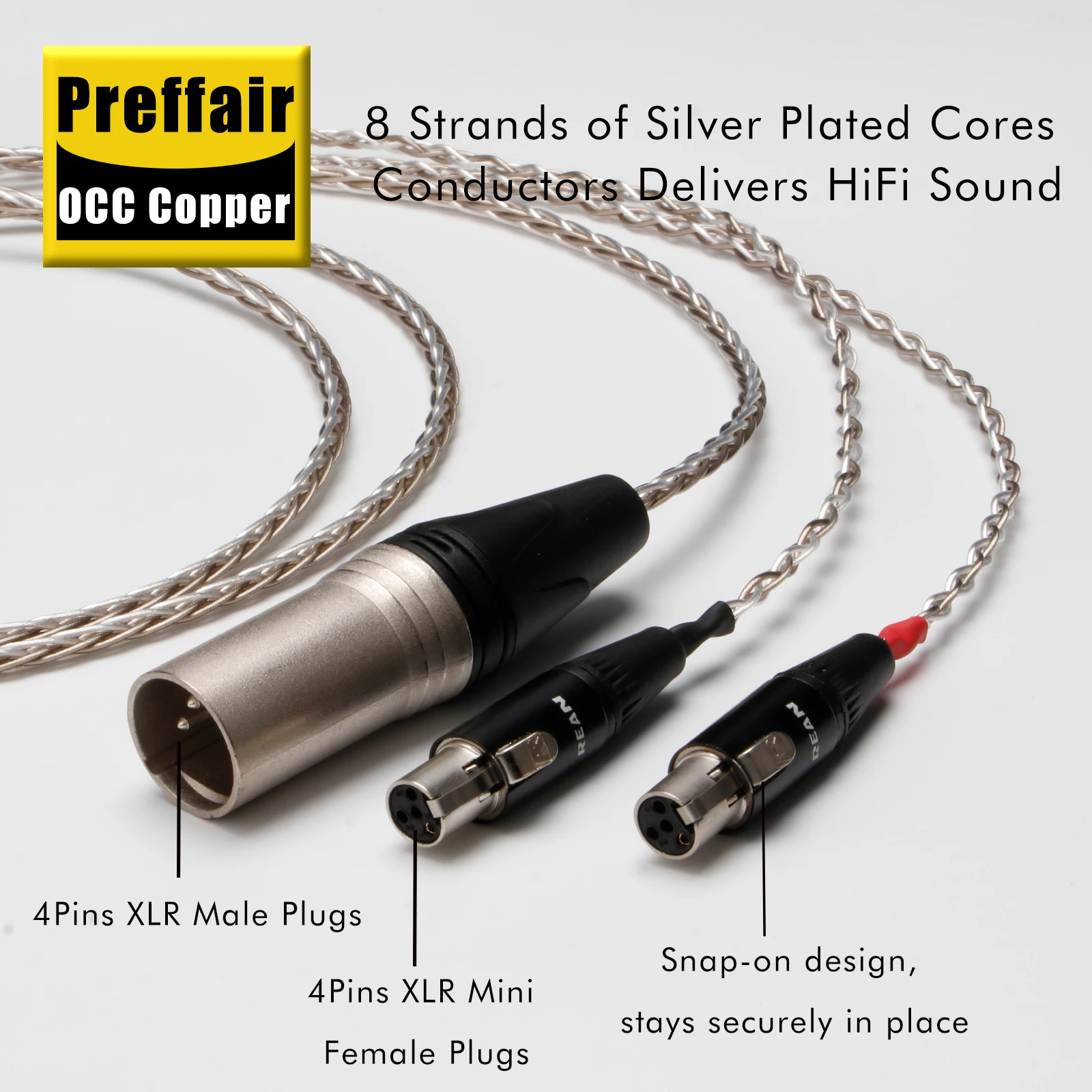 Preffair HIFI Silver Plated 8 Core OCC Headphone Cable Suitable for Audeze LCD-2, LCD-3 LCD-4,LCD-X, LCD-XC Headphone