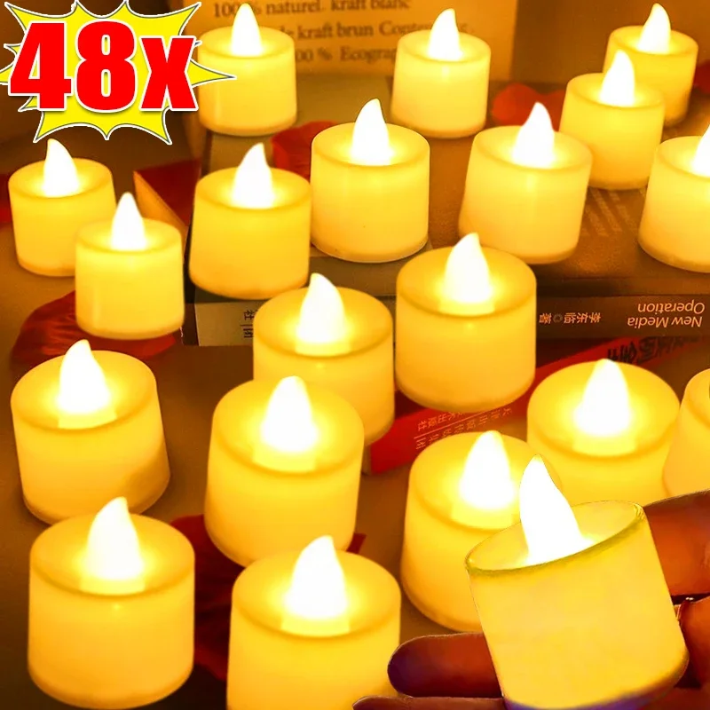 Flameless LED Candles Battery-Powered Tealight Electronic Candle Christmas Birthday Wedding Valentine's Day Decoration Lights