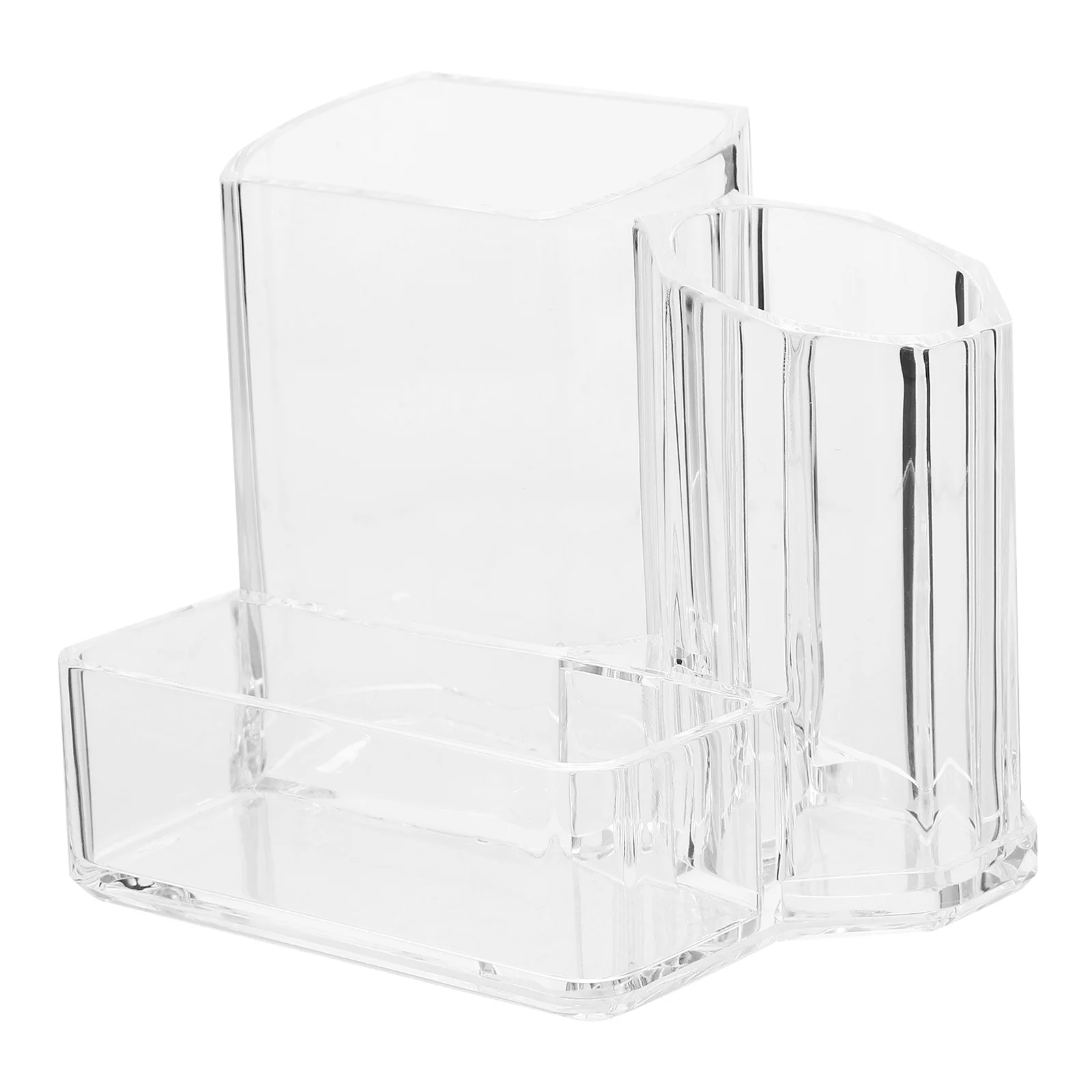 

Desktop Organizer Brushes Holder Three Hole Pen Holder Acrylic Desk Organizer Makeup Brush Container Lipstick Case Office