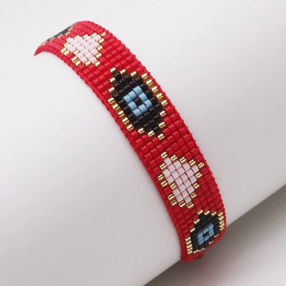 Rice Ball Bracelet  Hand woven  Devil's Eye  pattern  Red love  fashion  geometry  Bohemia  Adjustable  Beaded Bracelet Unisex