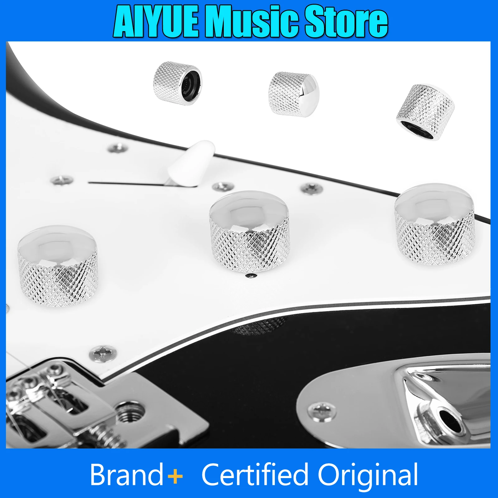 

Electric Bass Volume Knob Silver Metal Volume Adjuster Wear-Resistant And Rust Proof Guitar Knob Cap Bass Accessories