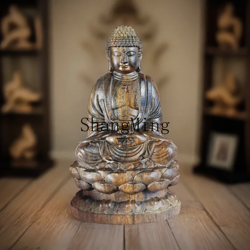 

PYH8cm agarwood solid wood carving Buddha statue desktop home big day Tathagata ornament Wenwan carving