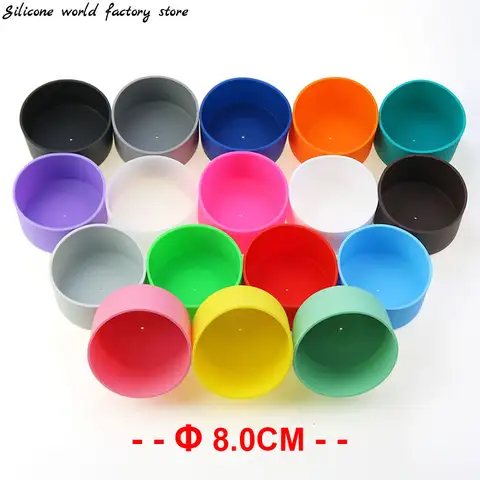 17 cores 8.0cm copo de silicone inferior capa protetora suporte de copo 80mm base de copo capa protetora anti deslizamento copo capa inferior
