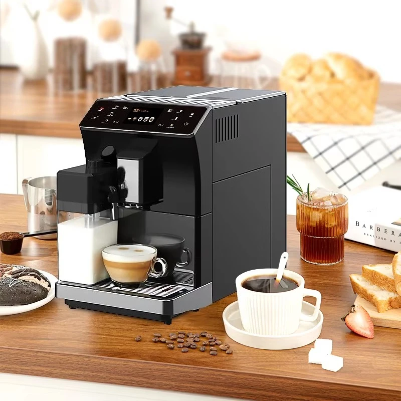 Household Automatic Coffee Machine Milk Box Coffee Bean Grinder Hidden Water tank and Bean tank Easy Cleaning