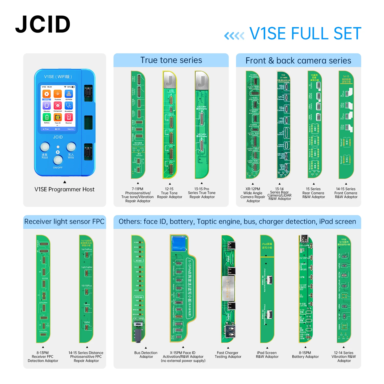 JCID V1S JC V1SE for IPHONE X XS Max 11 12 13 14 15PM True Tone Fingerprint Dot Projector Battery Data Read and Write Programmer