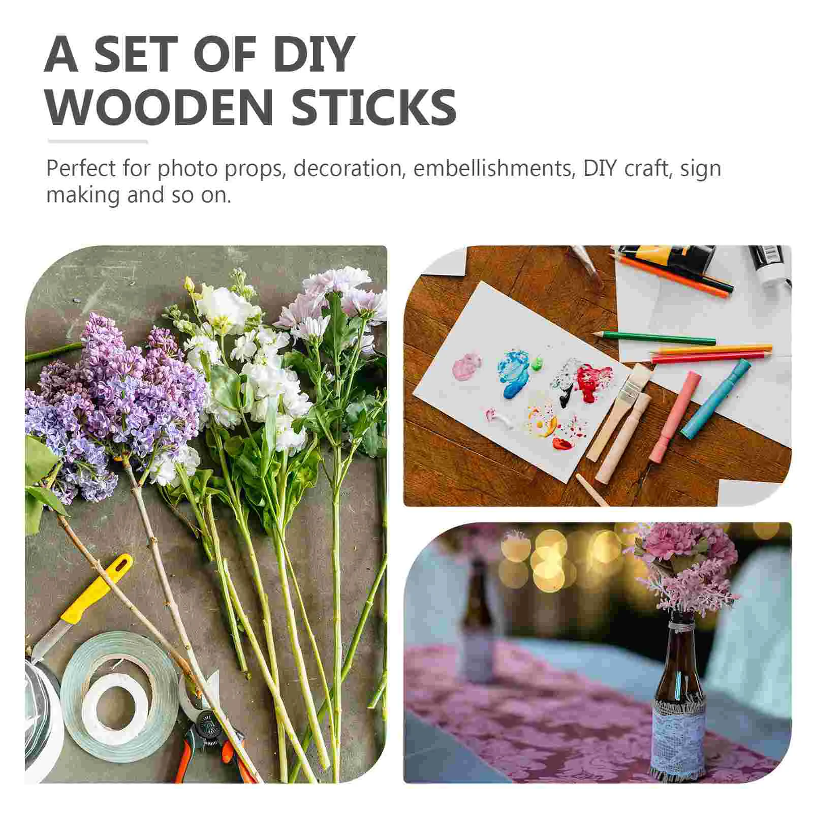 40 Pcs Toys Branch DIY Wood Stick Adornment Sticks Exquisite Wooden Photo Craft Ornament Supply Coffee Office