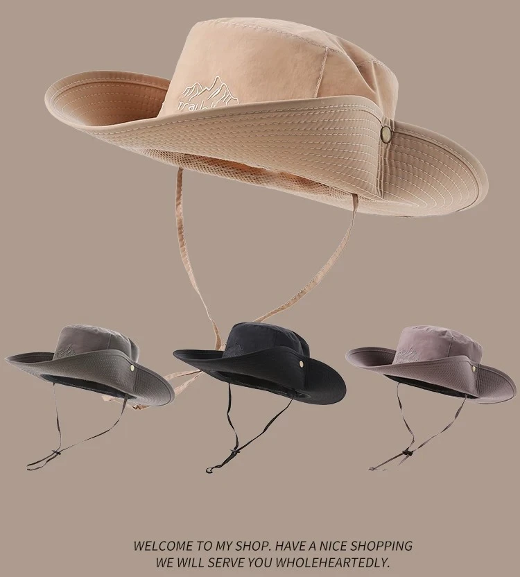 Western cowboy sun hat men's bucket hat women's climbing hiking hat desert outdoor camping