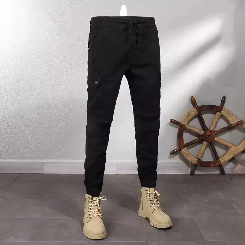 Street Fashion Mannen Jeans Leger Groene Grote Zak Designer Casual Cargo Broek Hombre Hiphop Wilde Been Broek Joggingbroek Heren