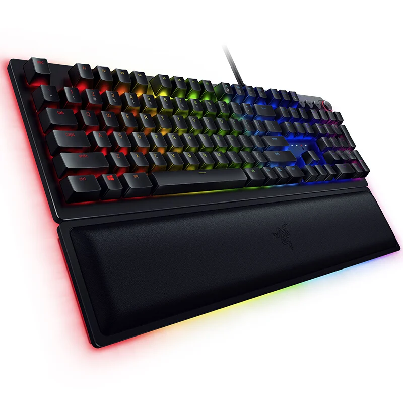 Razer Huntsman Elite Gaming Keyboard Fast Keyboard Switches Optical Switches Chroma RGB Lighting Magnetic Plush Wrist Rest