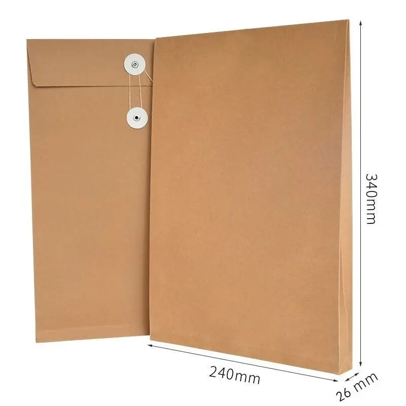 2 Pcs A4 Brown Kraft Paper File Book Calligraphy Painting Drafts Resume Blank Paper Bag Photo Love Letter Diary Storage Bag