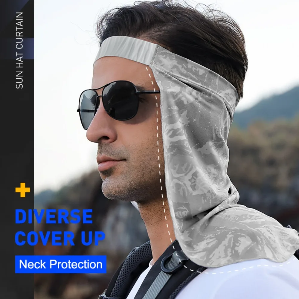 Elastic Fitness Elastic Headband Breathable Face Mask Sun Protection Headband for The Neck Ice Silk Lengthened Brim