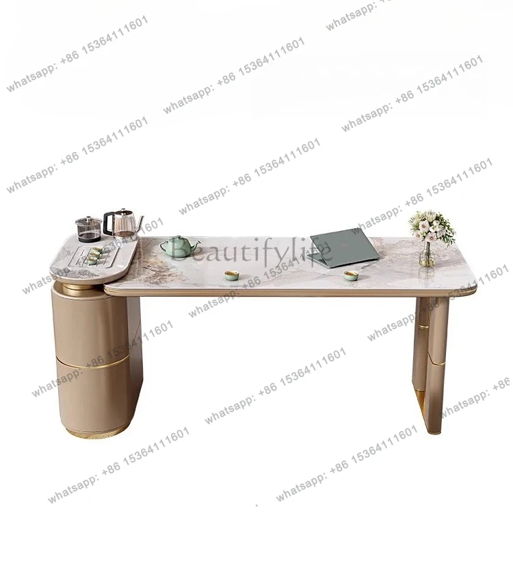 

Rock slab tea table household light luxury boss office desk multi-functional integrated tea table modern simplicity