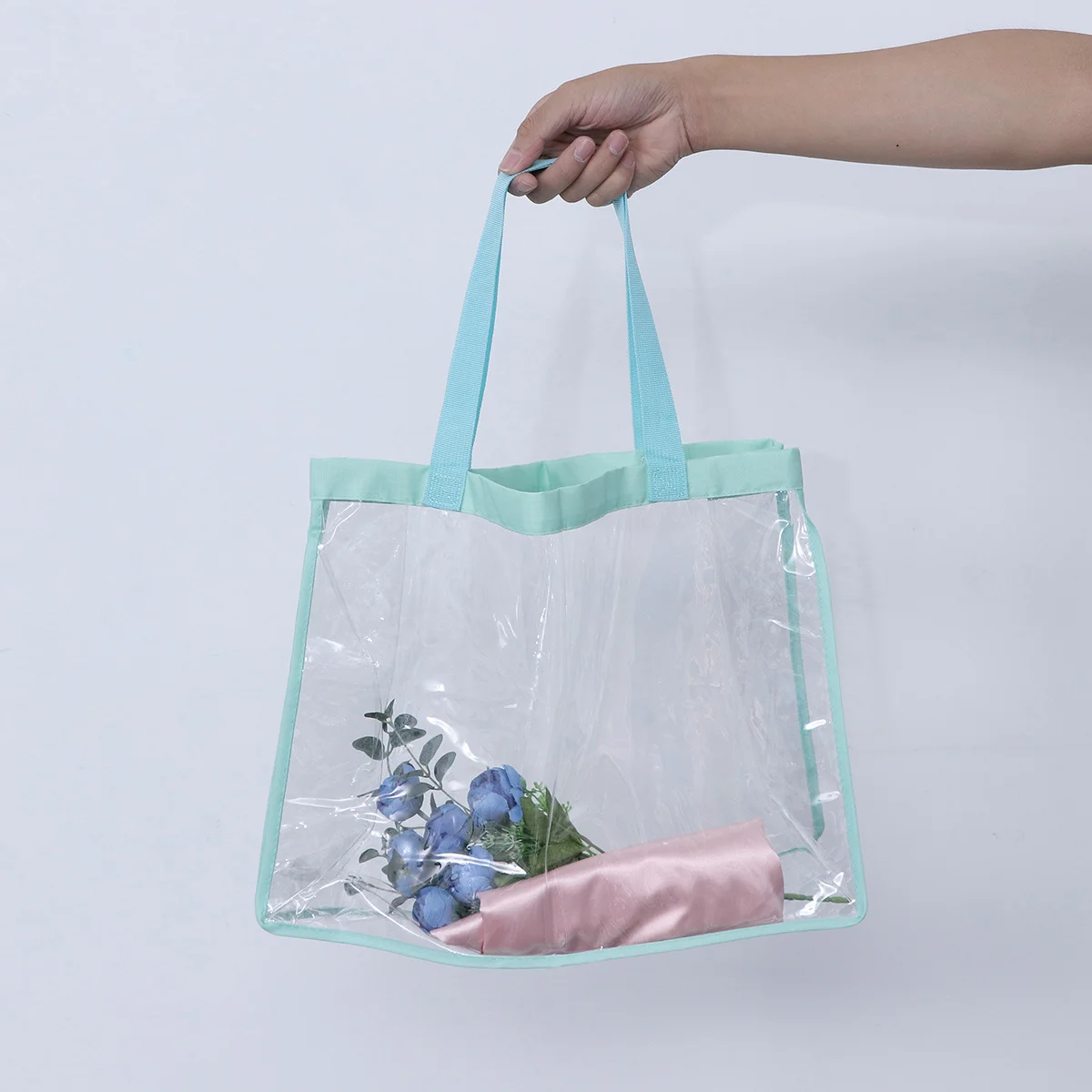 

PVC Shopping Bag Large Capacity Waterproof Thick Clear Beach Shoulder Casual Handbag Portable Storage Grocery Travel Camping