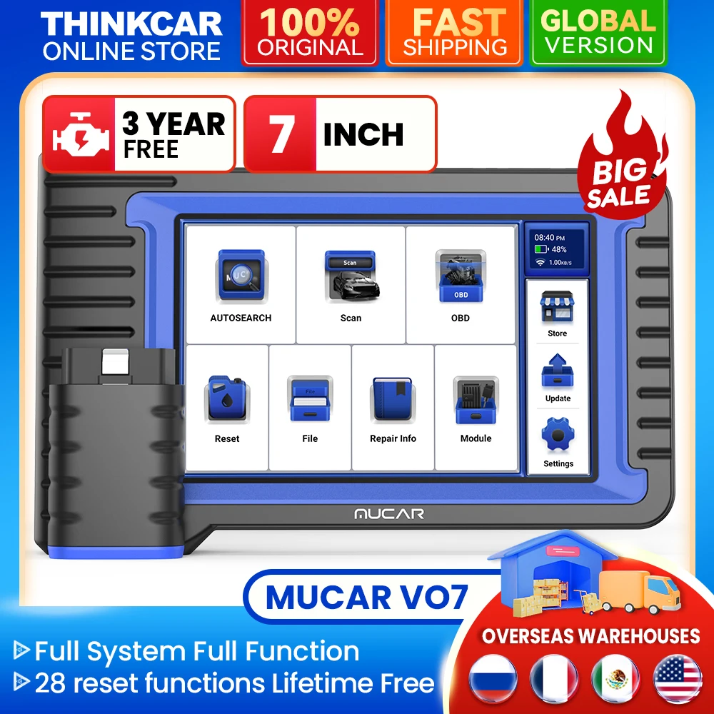 MUCAR VO7/VO7S OBD2 Diagnostic Tools Automotive Scanner tool full system 28 Services ECU Coding Bi-directional for All Car brand