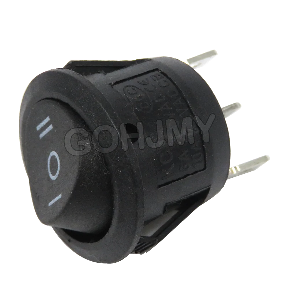 5PCS KCD1-105 Push Butt Switch 20MM SPST 2Pin 3pin 3A 250V KDC1 Snap-in Off Round Rocker Switch Preto Vermelho Branco