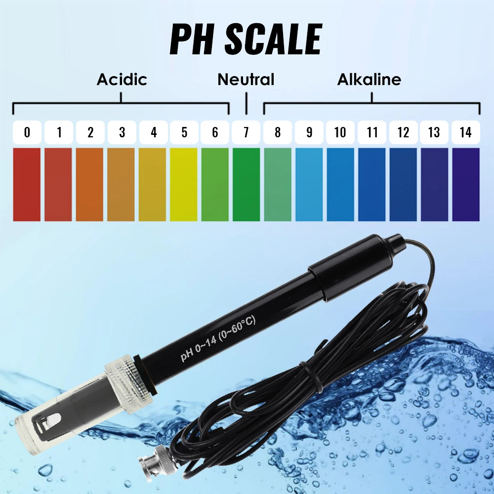 Ph Meter Sonde Ph Piscine BNC Type 50 Ohm Connector Probe For Hydroponics Aquarium W/ 200cm 300cm Cable Water Tester Pool