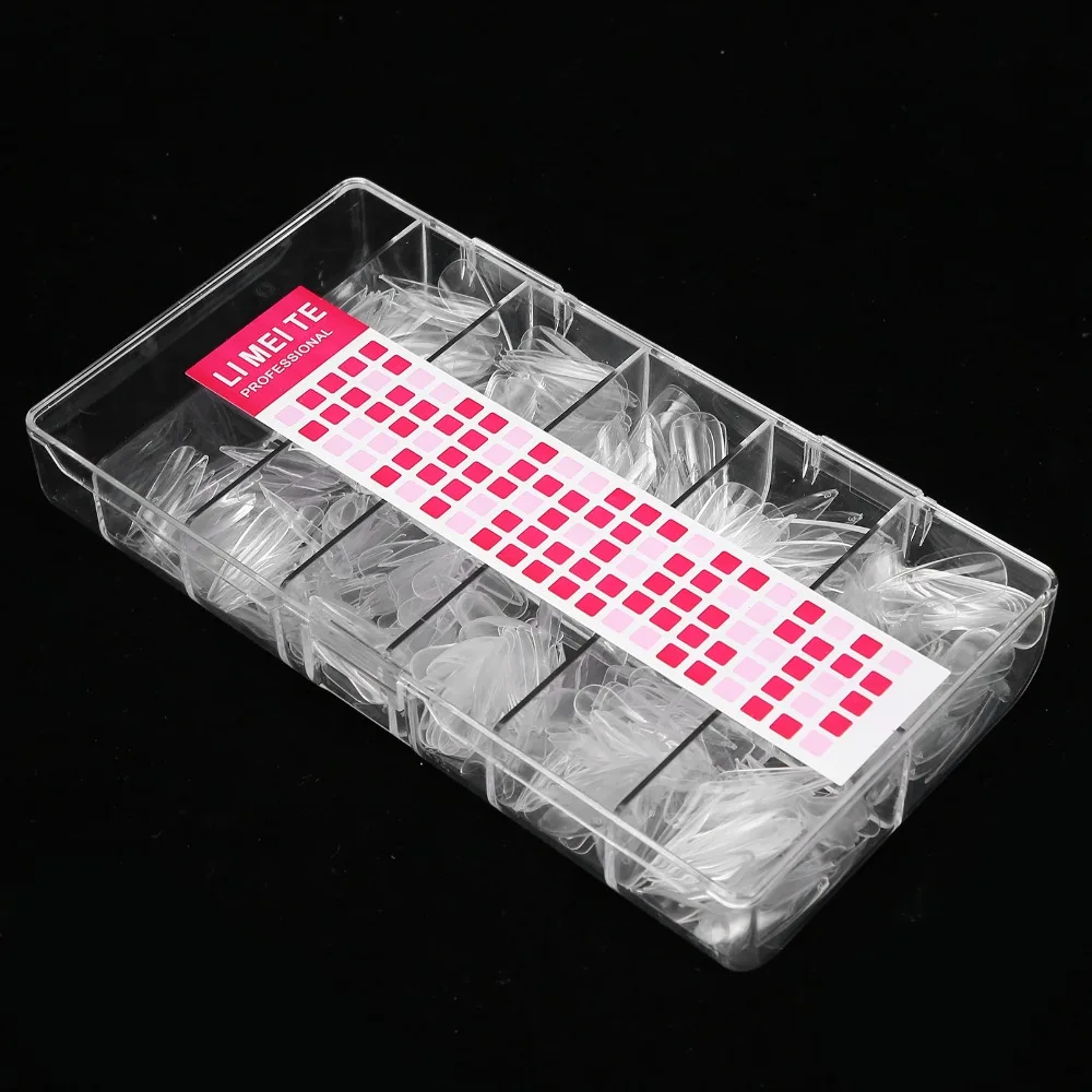 500PCS ABS Full Cover Clear Stiletto Nail Tips Glossy Finish Trapezoid Shape Long ABS Artificial False Nail Tips 10 Sizes