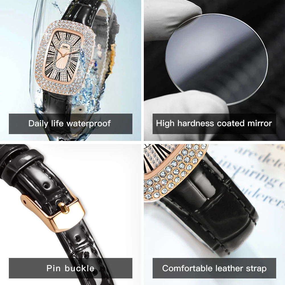 OPK-Montre quartzo simples pour dames, pulseira totalmente en diamante, scala romana, 8616