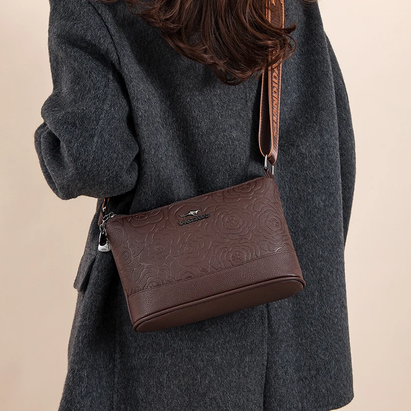 

Embossed Simple Trendy High-End Minimalist Soft Pu Leather Large Capacity Crossbody Shoulder Bag for Women