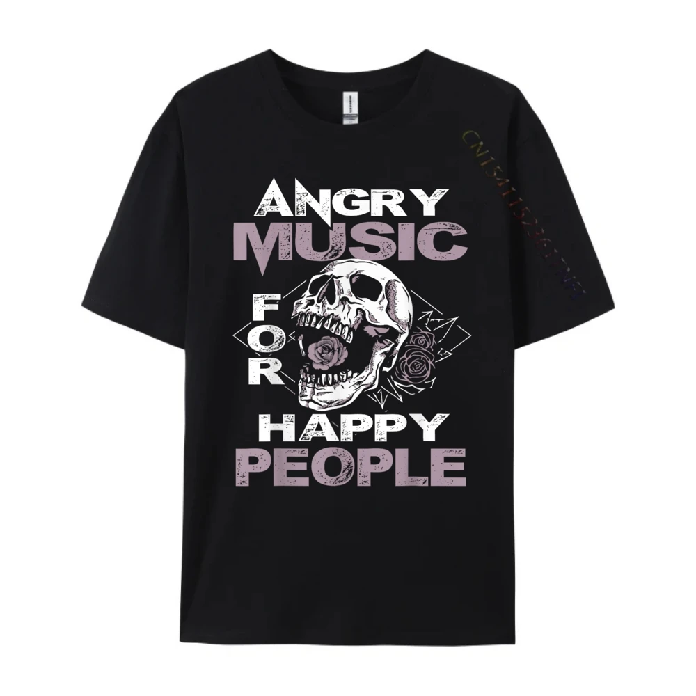 Angry Music For Happy People Heavy Metal Headbanger Black Graphic Tees Vintage T Shirts Fashionable and Trendy Custom T Shirt