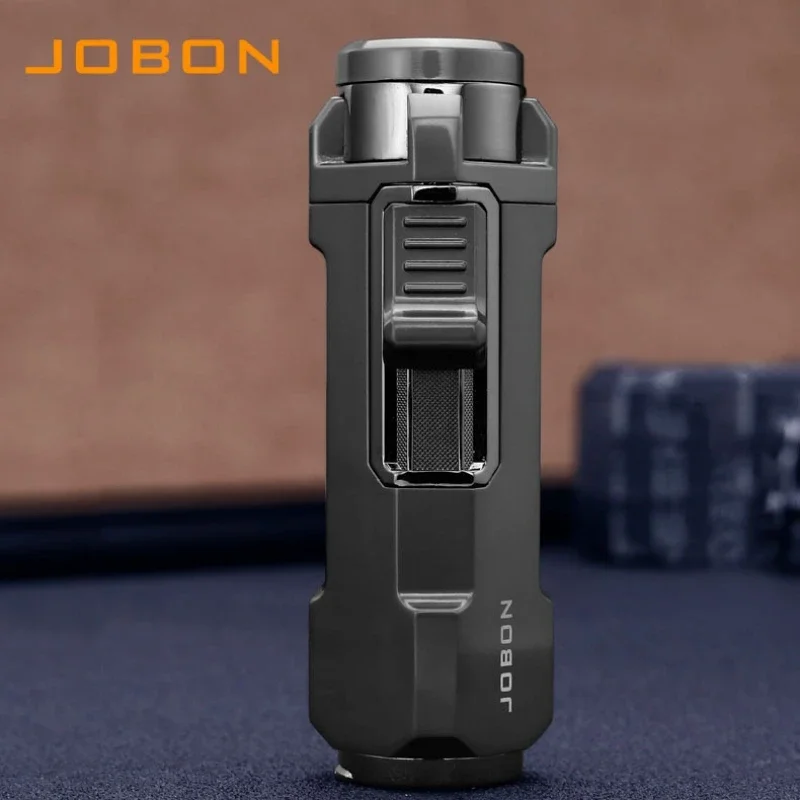 JOBON 3 Blue Flame Butane Gas Cigar Lighter Retro Multifunctional Outdoor Windproof Turbo Jet Lighter Men\'s Gift