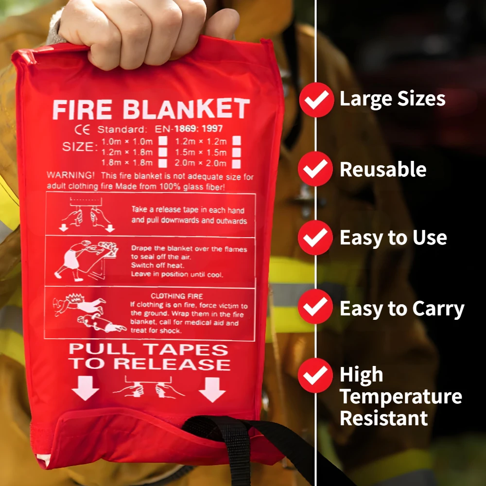 Fire Suppression Blankets Emergency Fiberglass Fireproof Blanket for Kitchen Home Camping Grill Car Office Warehouse Fireplace