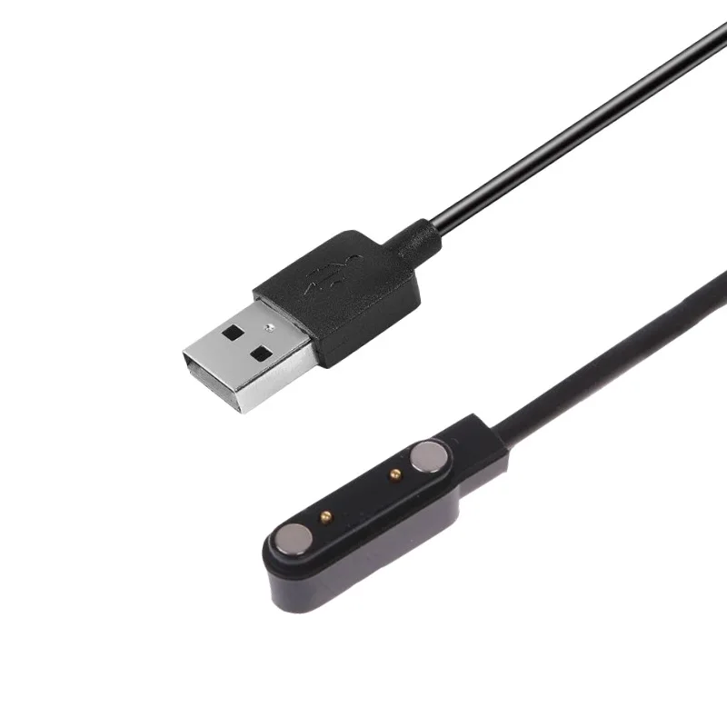 Línea de carga de pulseras de 2 pines, Cable de carga de succión magnético para reloj inteligente, Cables de cargador de energía USB de 2 pines y 4mm, protección de emergencia