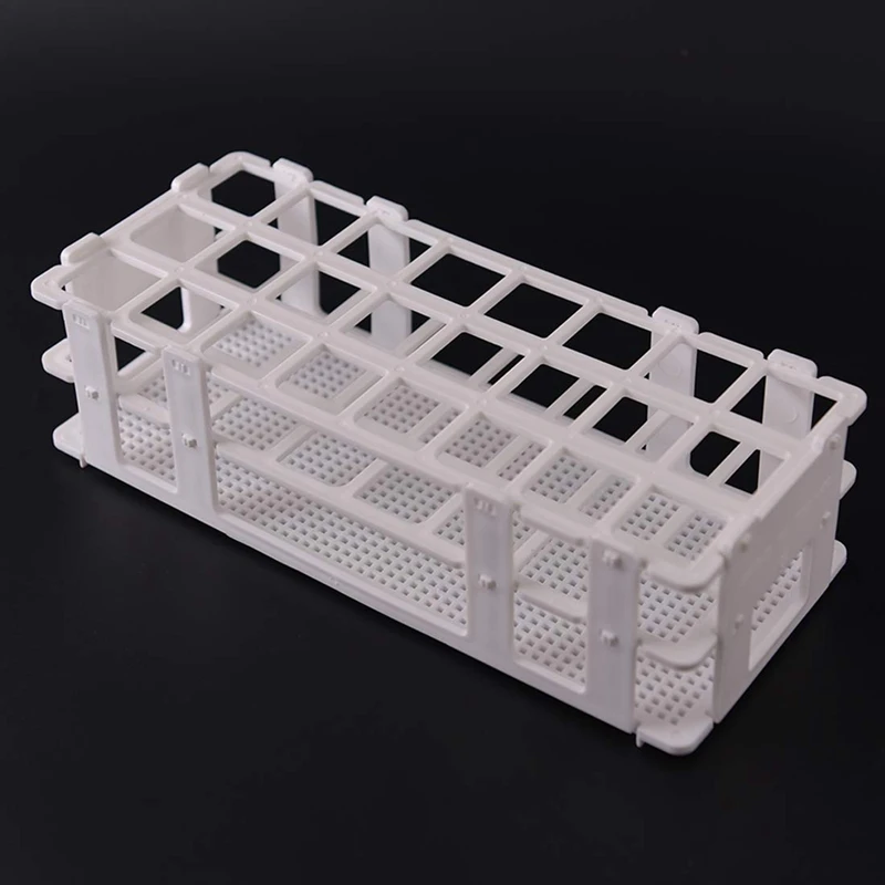 Tube à essai de laboratoire en plastique T1, support pour tubes à essai de 25mm, poignées amovibles, blanc, 24 trous, 2 pièces