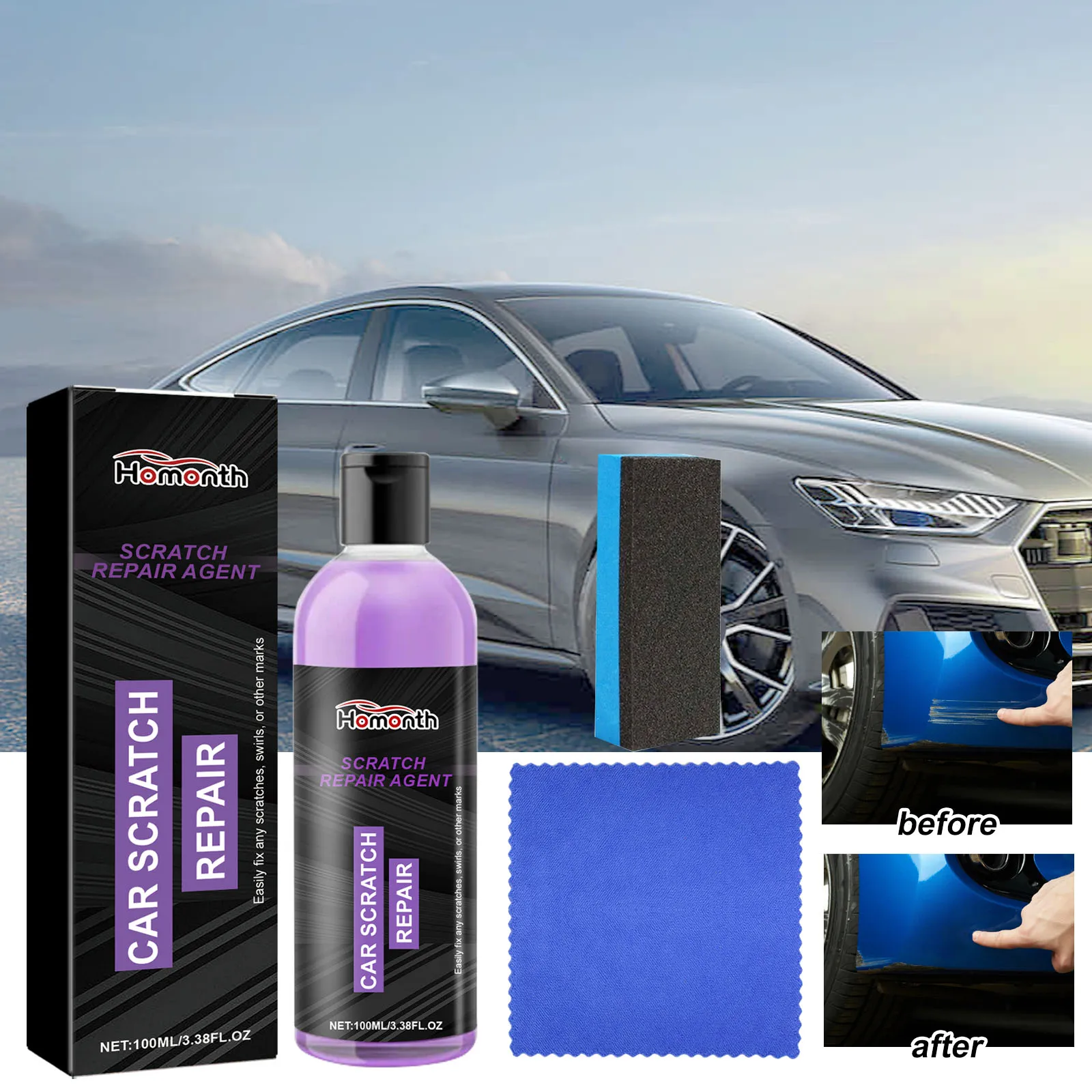 

Homonth Hot Selling Car Multi-color Surface Scratch Repair Kit, Car Paint Coating Polishing Refurbishment And Maintenance Agent